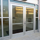 ประตูบานพับกระจกอลูมิเนียมเชิงพาณิชย์ประตูทางเข้าร้านค้าภายนอก