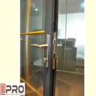 ประตูพับอลูมิเนียมภายนอกลานสีเทาตัวแบ่งความร้อนกระจกสองชั้นประตูพับหีบเพลงเชิงพาณิชย์ double