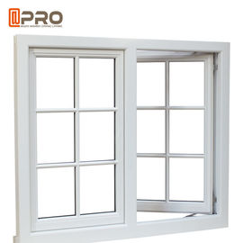 ที่อยู่อาศัย Push Out Casement Windows / Aluminium Pivoting Window With Grid Design หน้าต่างอลูมิเนียมสีขาว